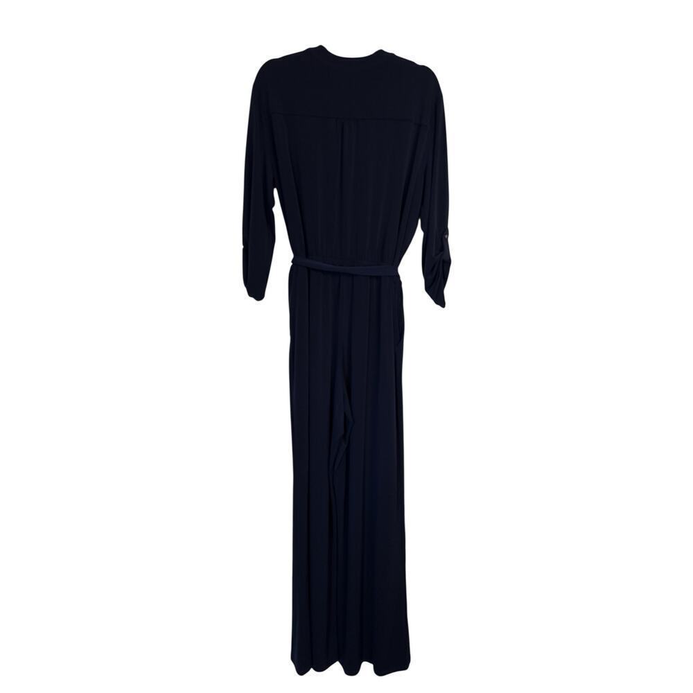 41 Hawthorn Women Elastic Waist Belted Button Front Wide Leg Jumpsuit SZ XL Navy - Picture 9 of 11